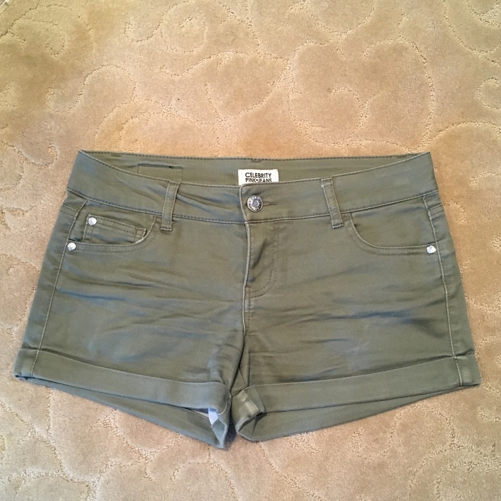 Army Green Mid-Rise Shorts